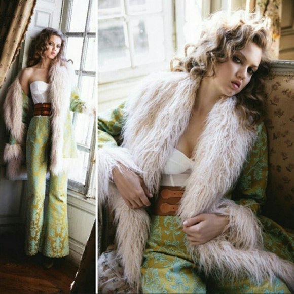 Brocade Anastasia Brocade Faux Fur Jacket Coat M/L - Picture 6 of 7